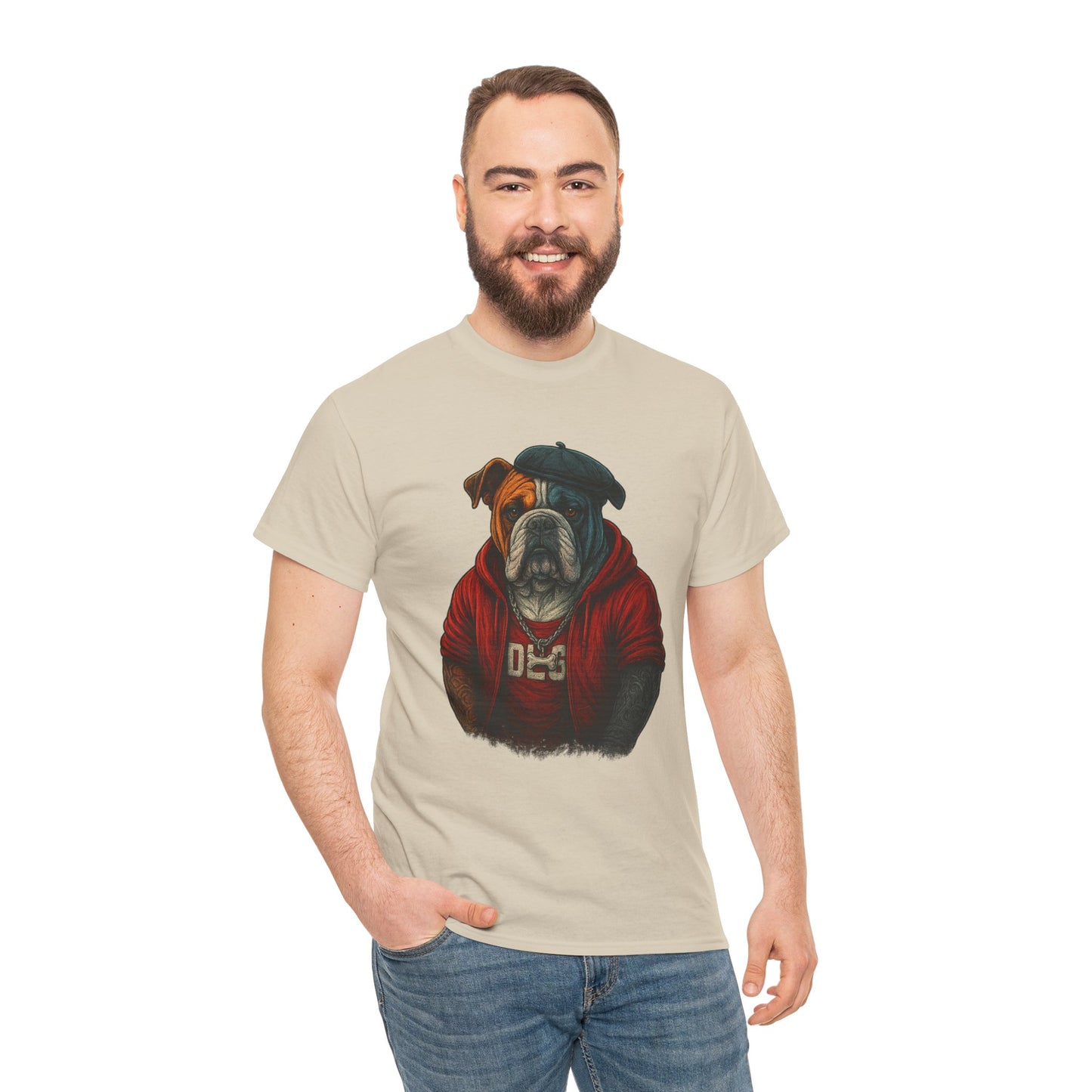 Artistic Dog Design Cotton Tee