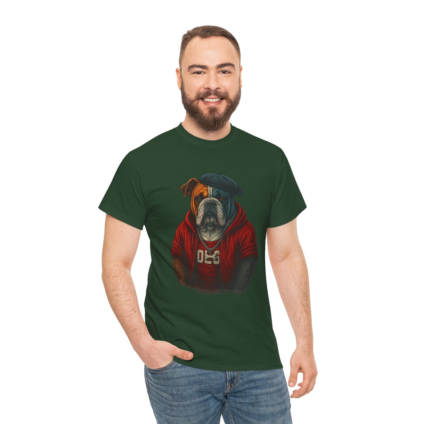 Artistic Dog Design Cotton Tee