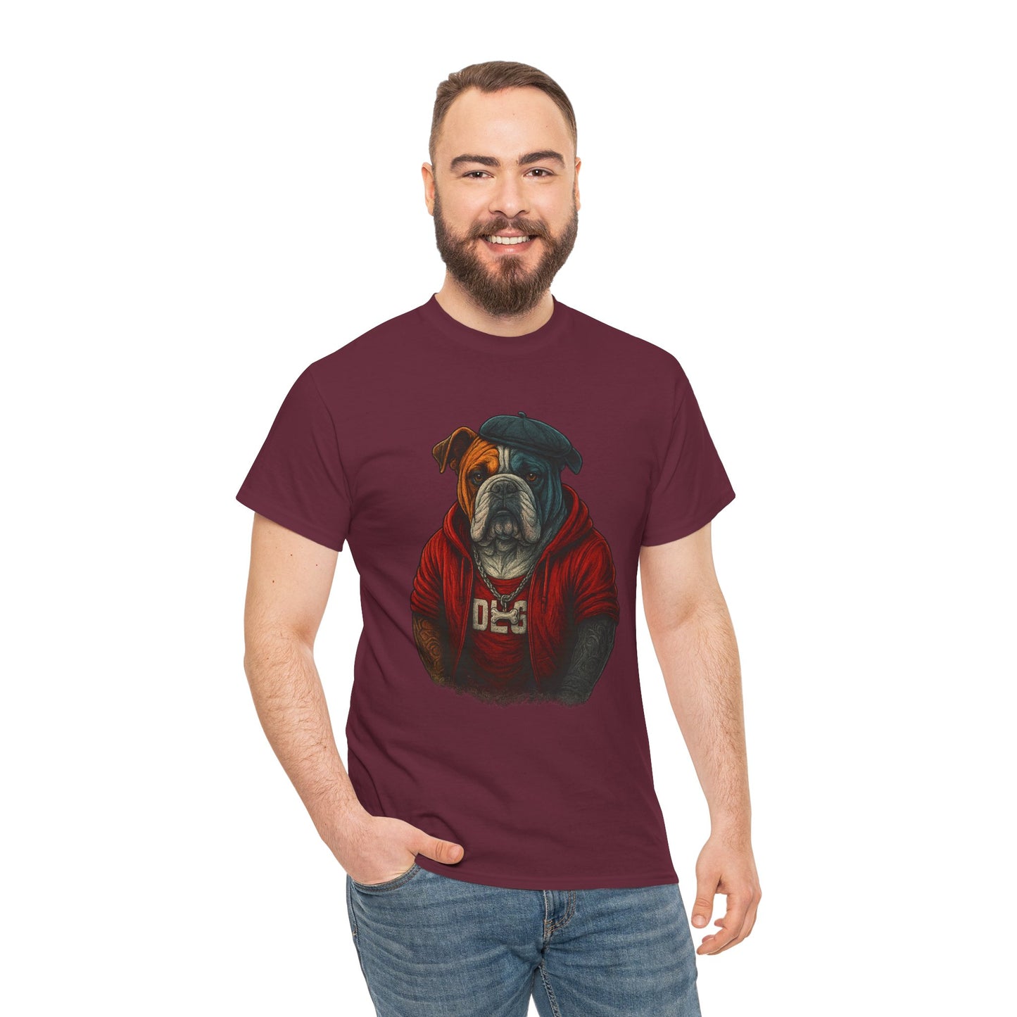 Artistic Dog Design Cotton Tee