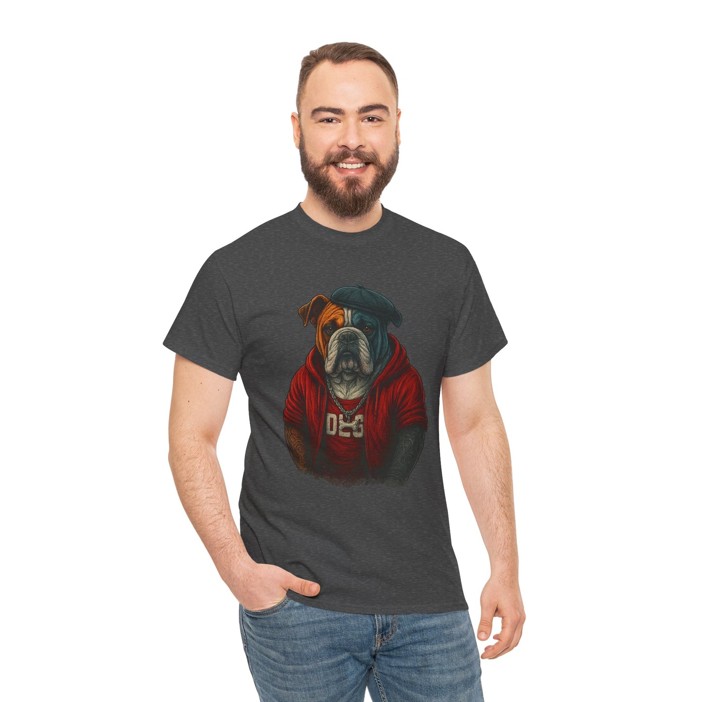 Artistic Dog Design Cotton Tee