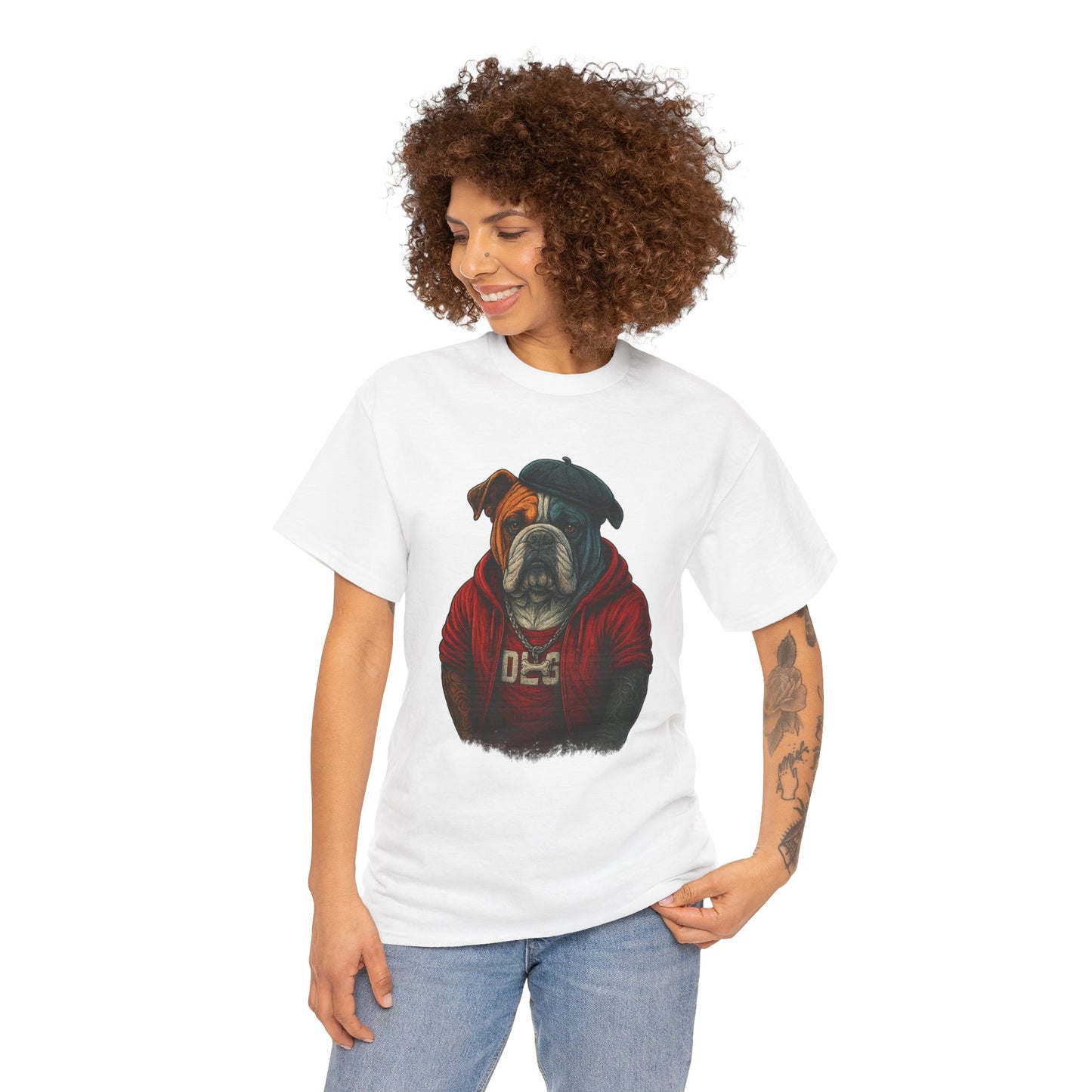 Artistic Dog Design Cotton Tee