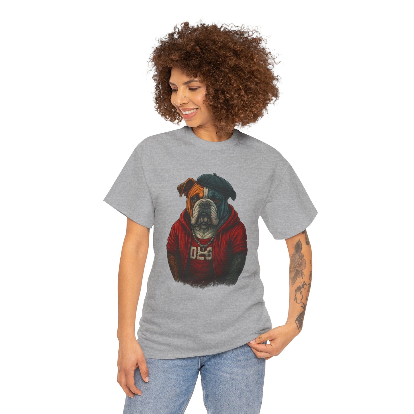 Artistic Dog Design Cotton Tee