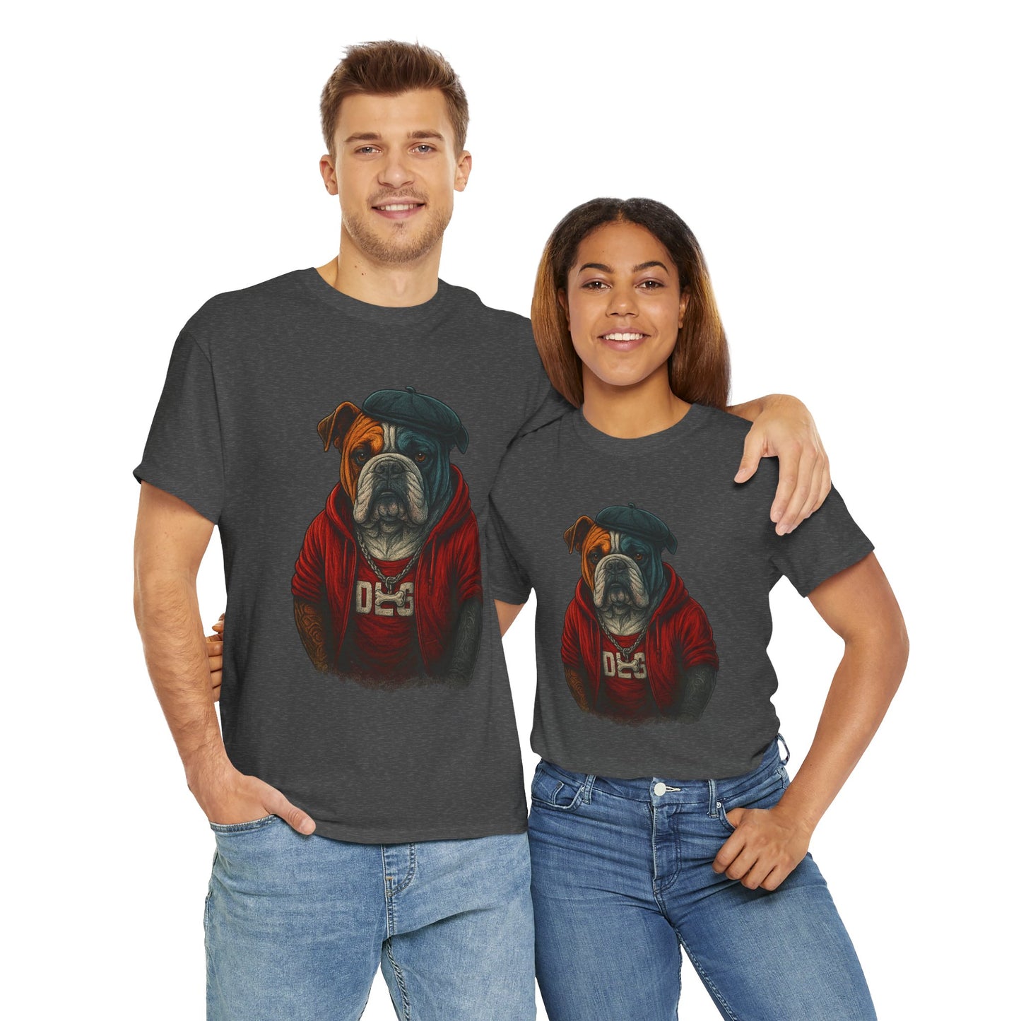 Artistic Dog Design Cotton Tee