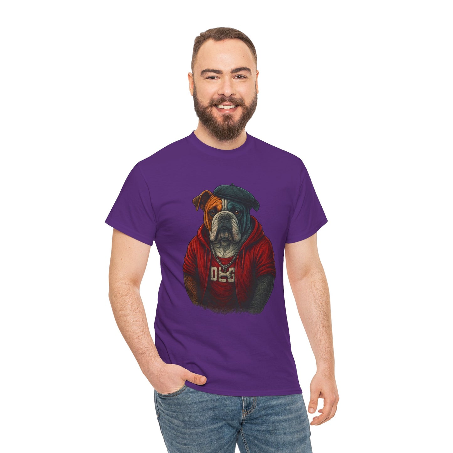 Artistic Dog Design Cotton Tee
