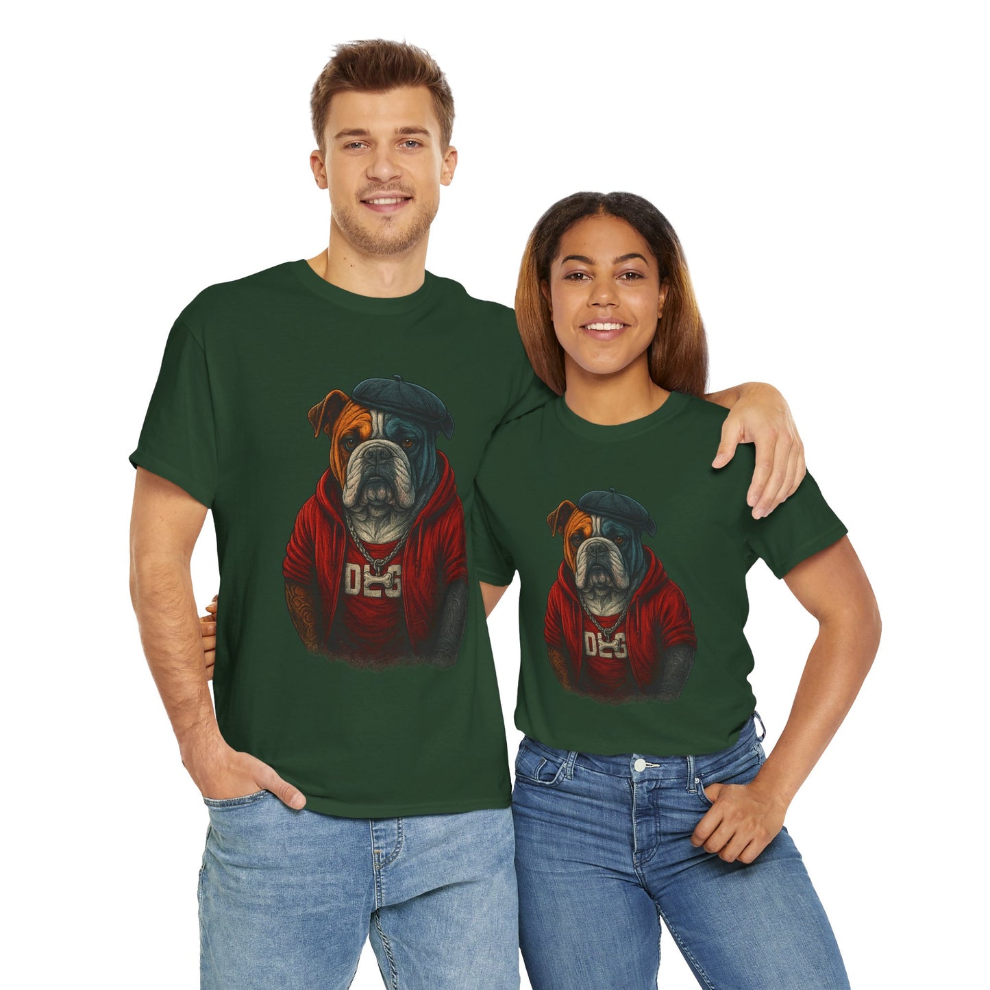 Artistic Dog Design Cotton Tee