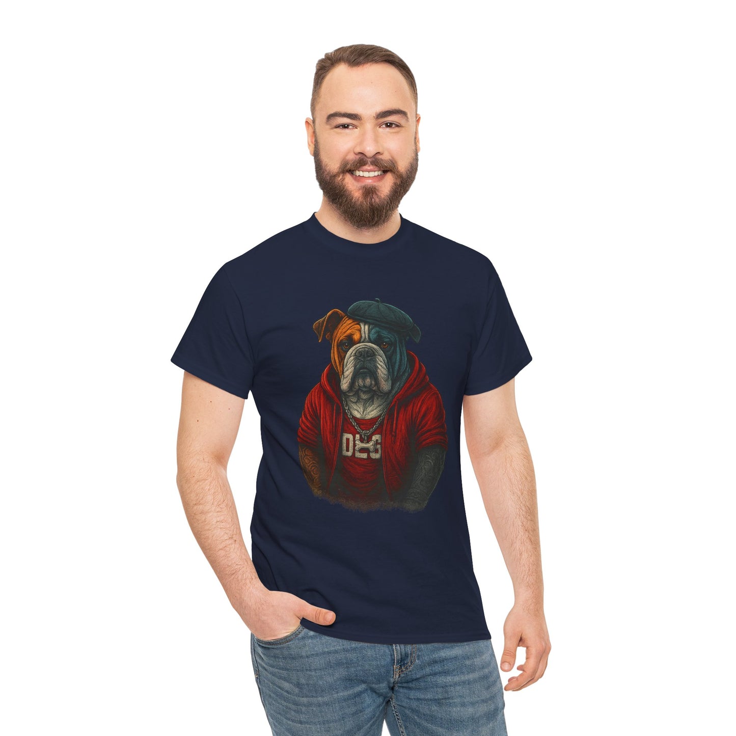 Artistic Dog Design Cotton Tee