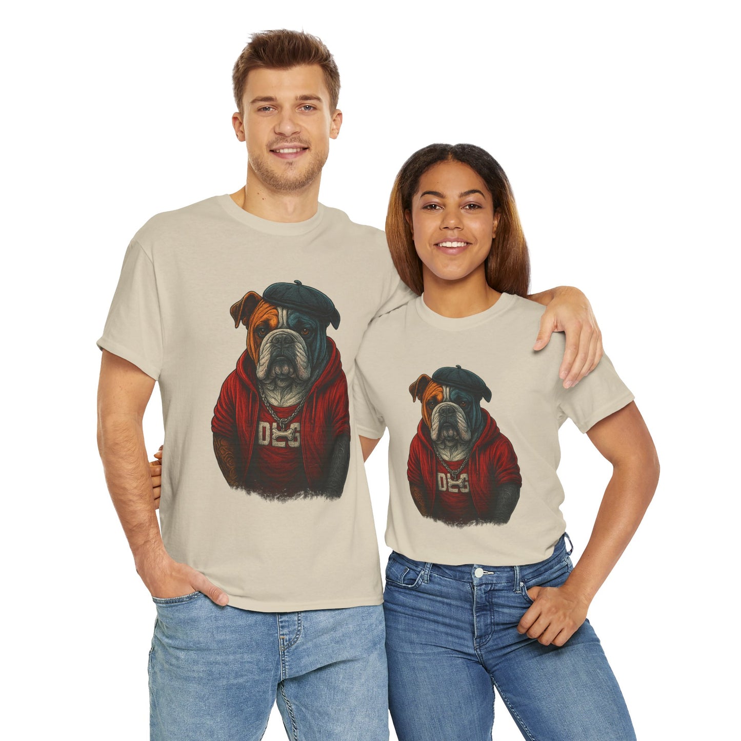 Artistic Dog Design Cotton Tee
