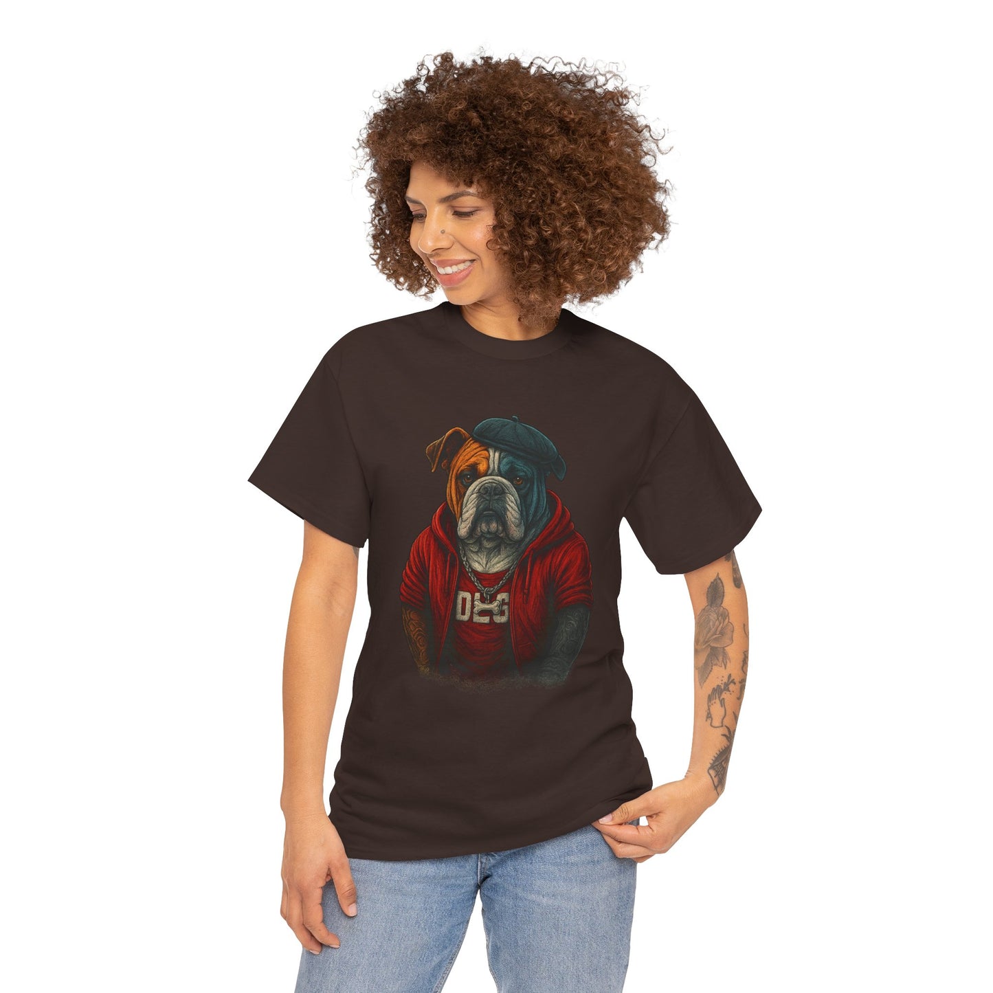 Artistic Dog Design Cotton Tee