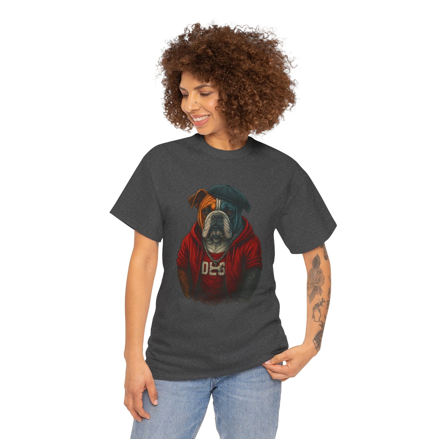 Artistic Dog Design Cotton Tee