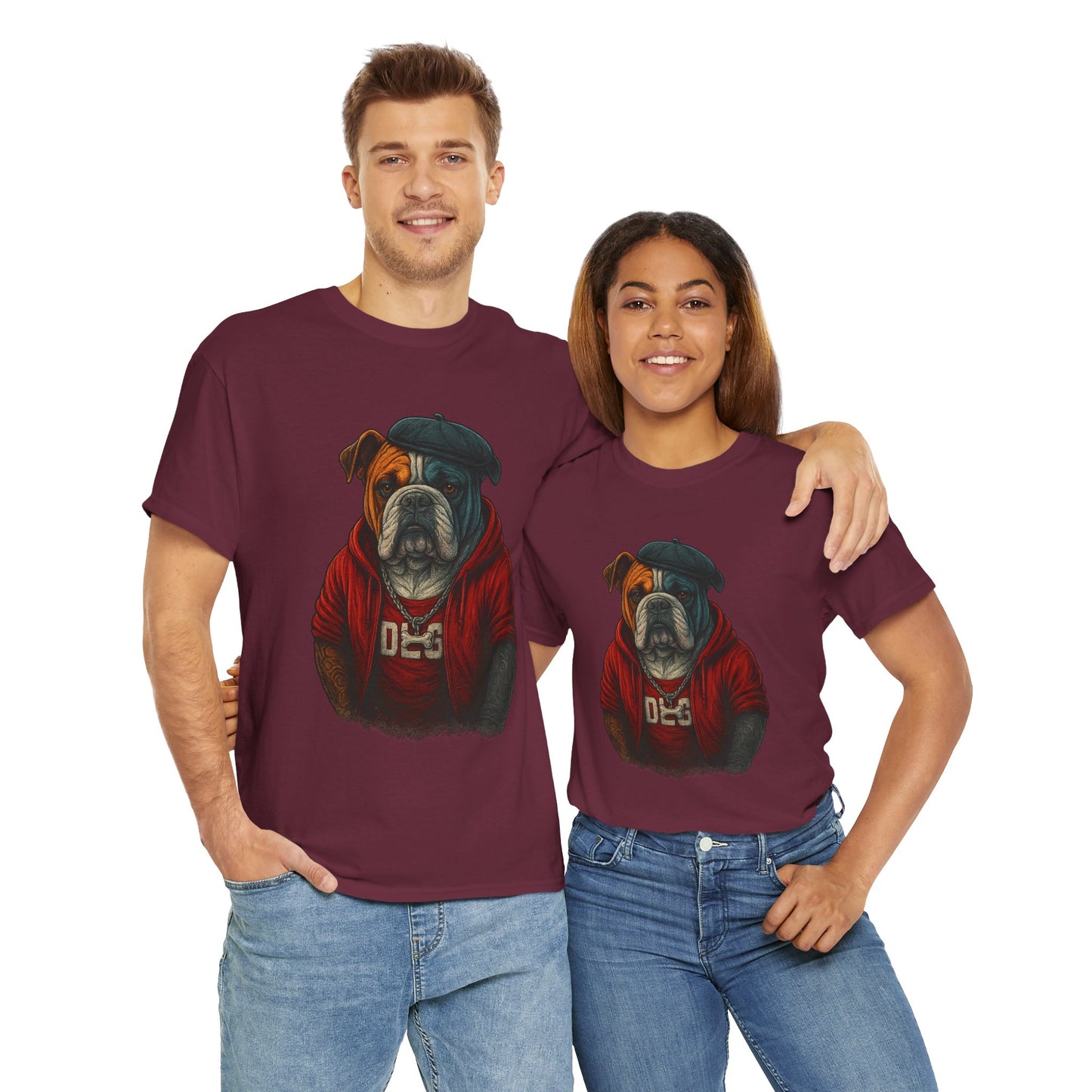 Artistic Dog Design Cotton Tee