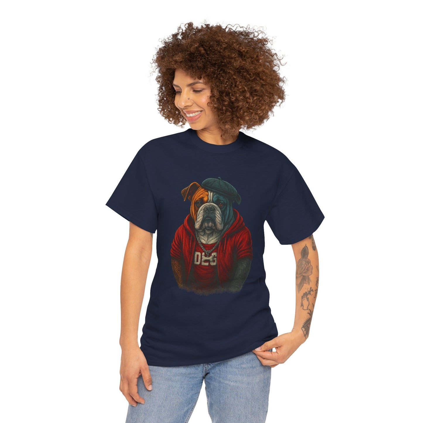Artistic Dog Design Cotton Tee