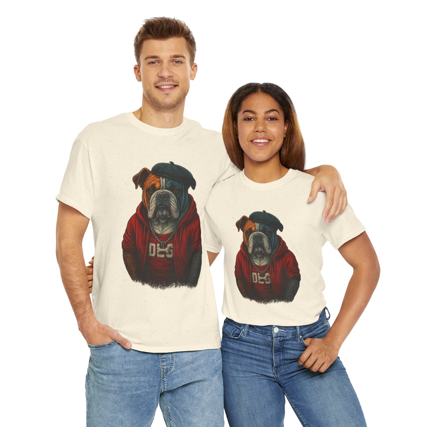 Artistic Dog Design Cotton Tee