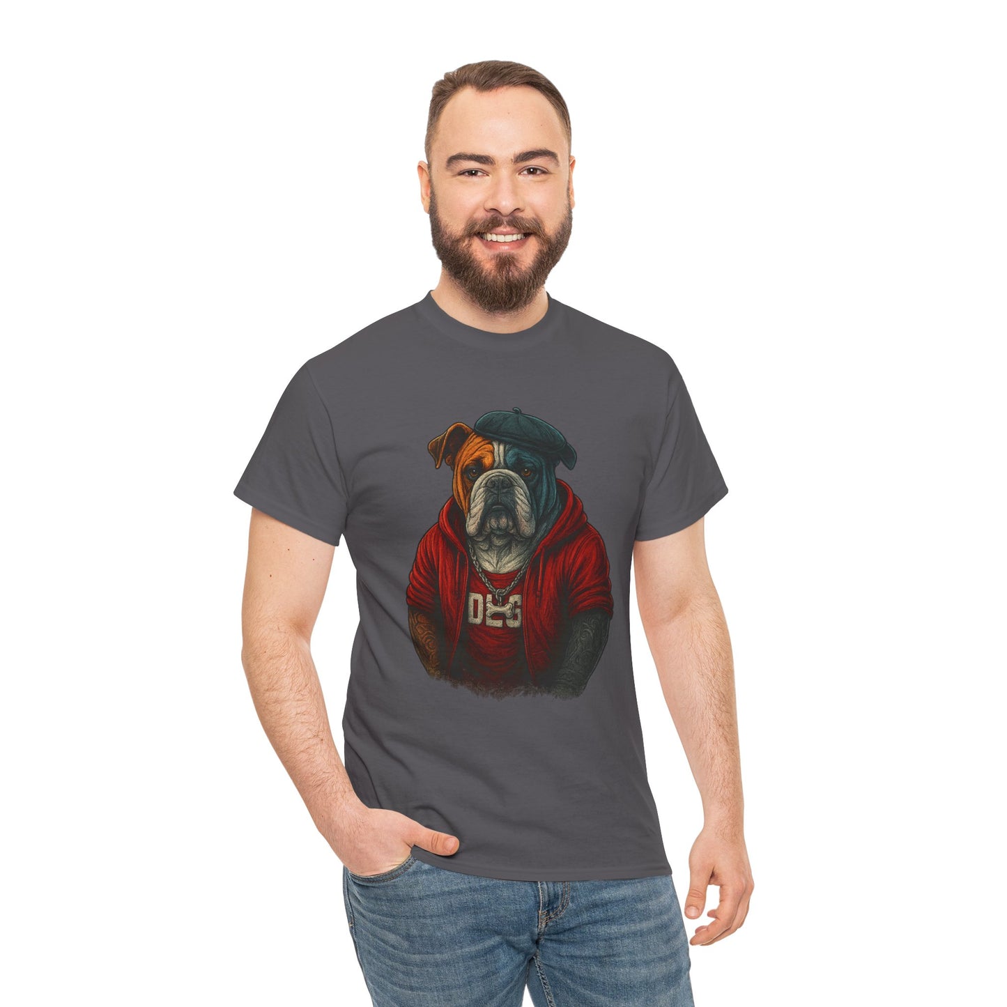 Artistic Dog Design Cotton Tee