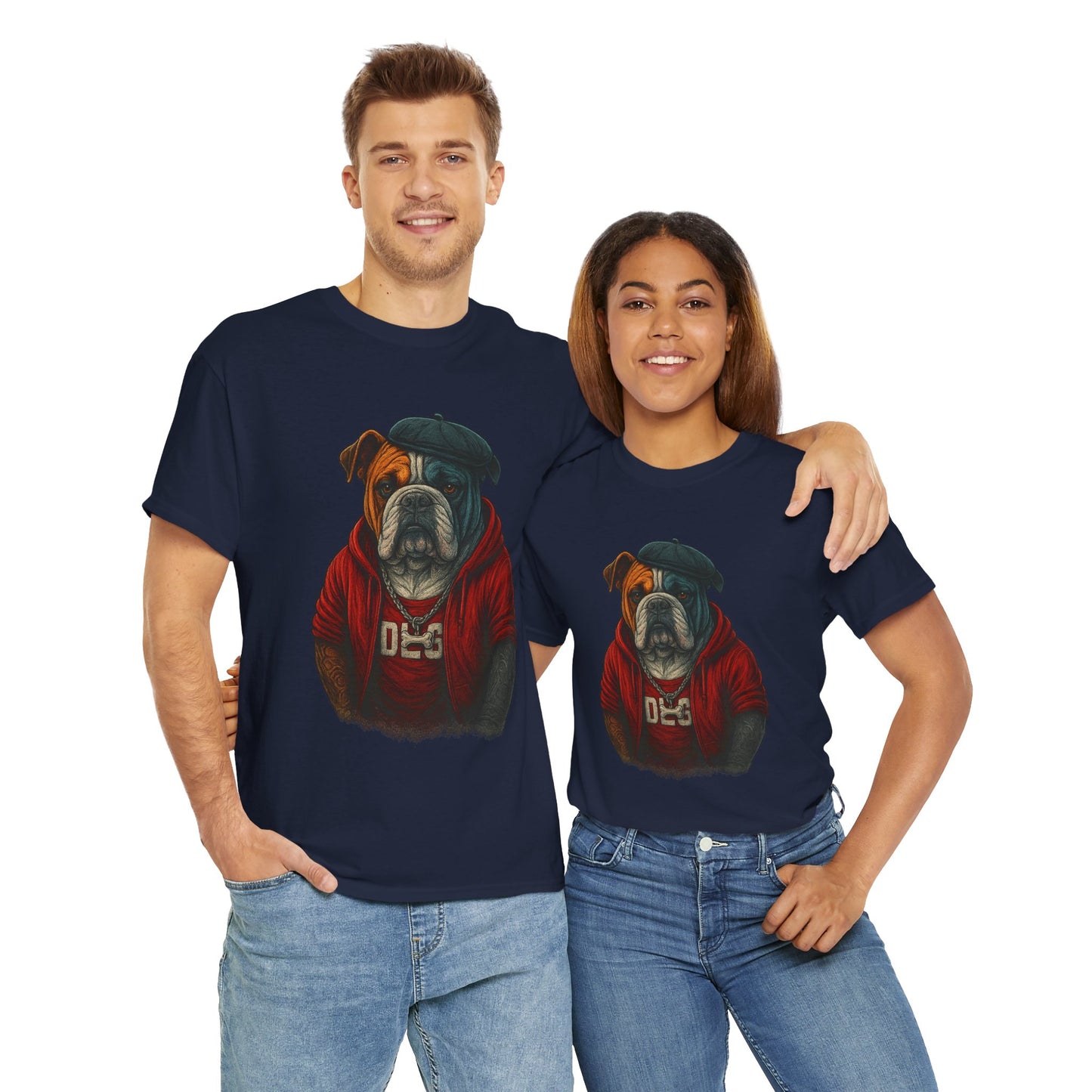 Artistic Dog Design Cotton Tee