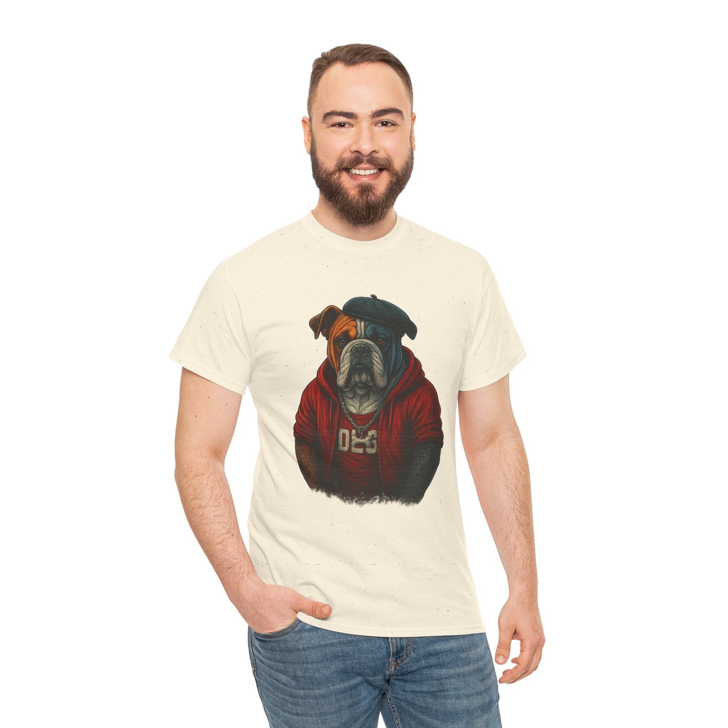 Artistic Dog Design Cotton Tee