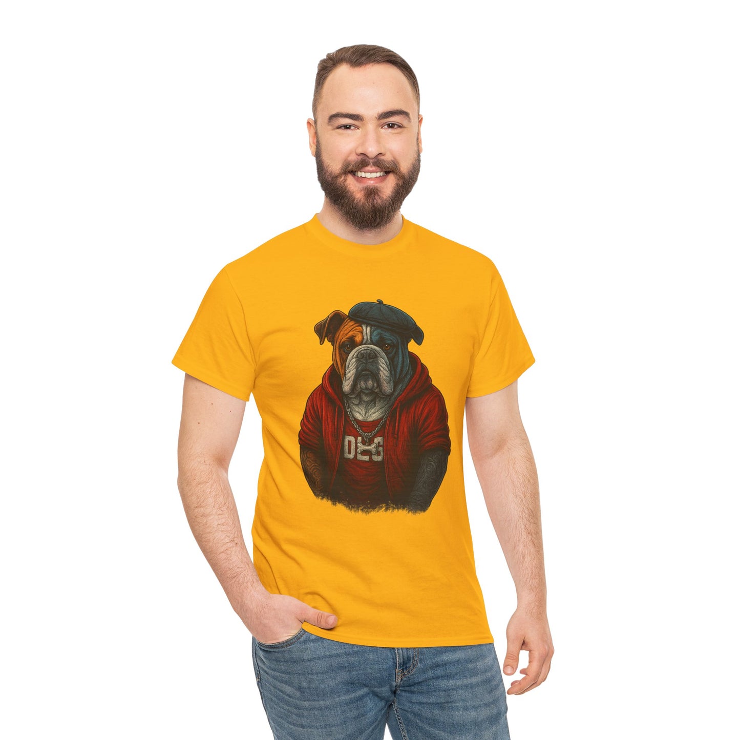 Artistic Dog Design Cotton Tee