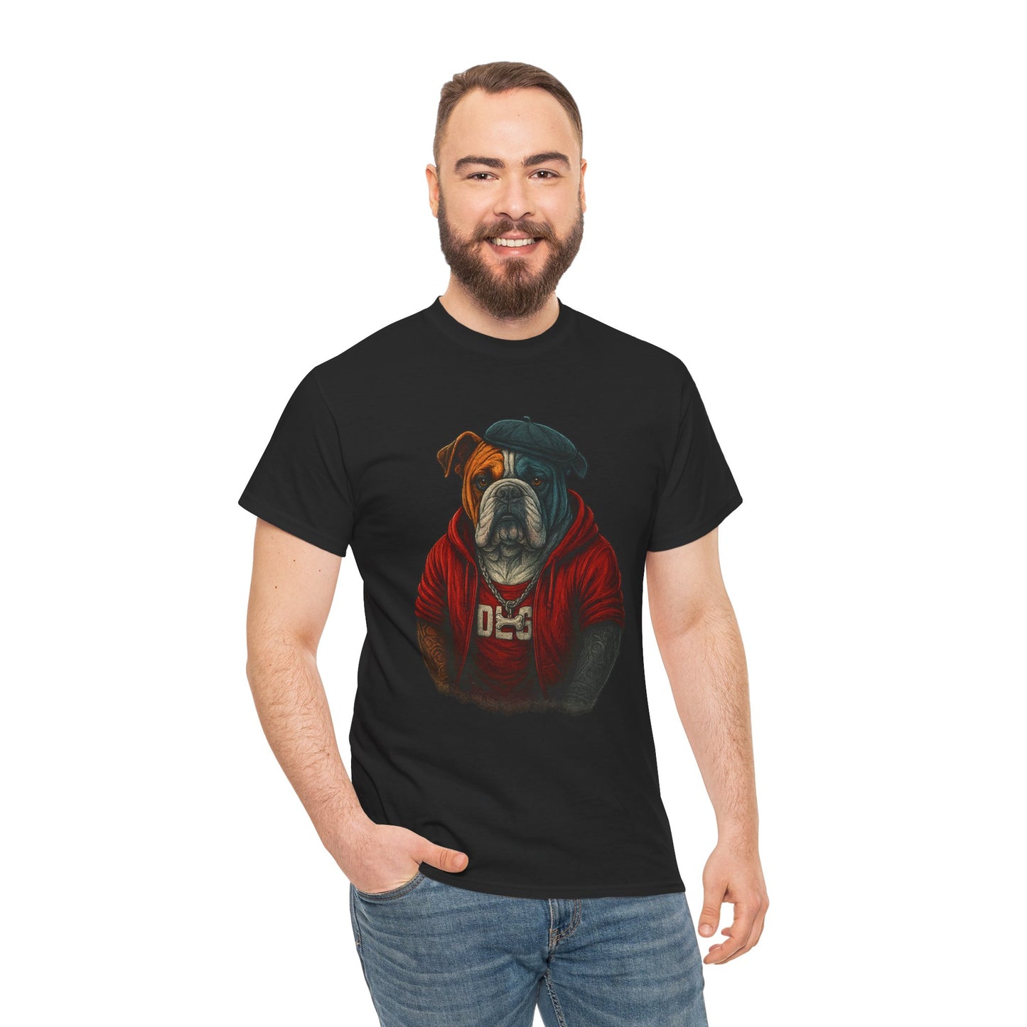 Artistic Dog Design Cotton Tee