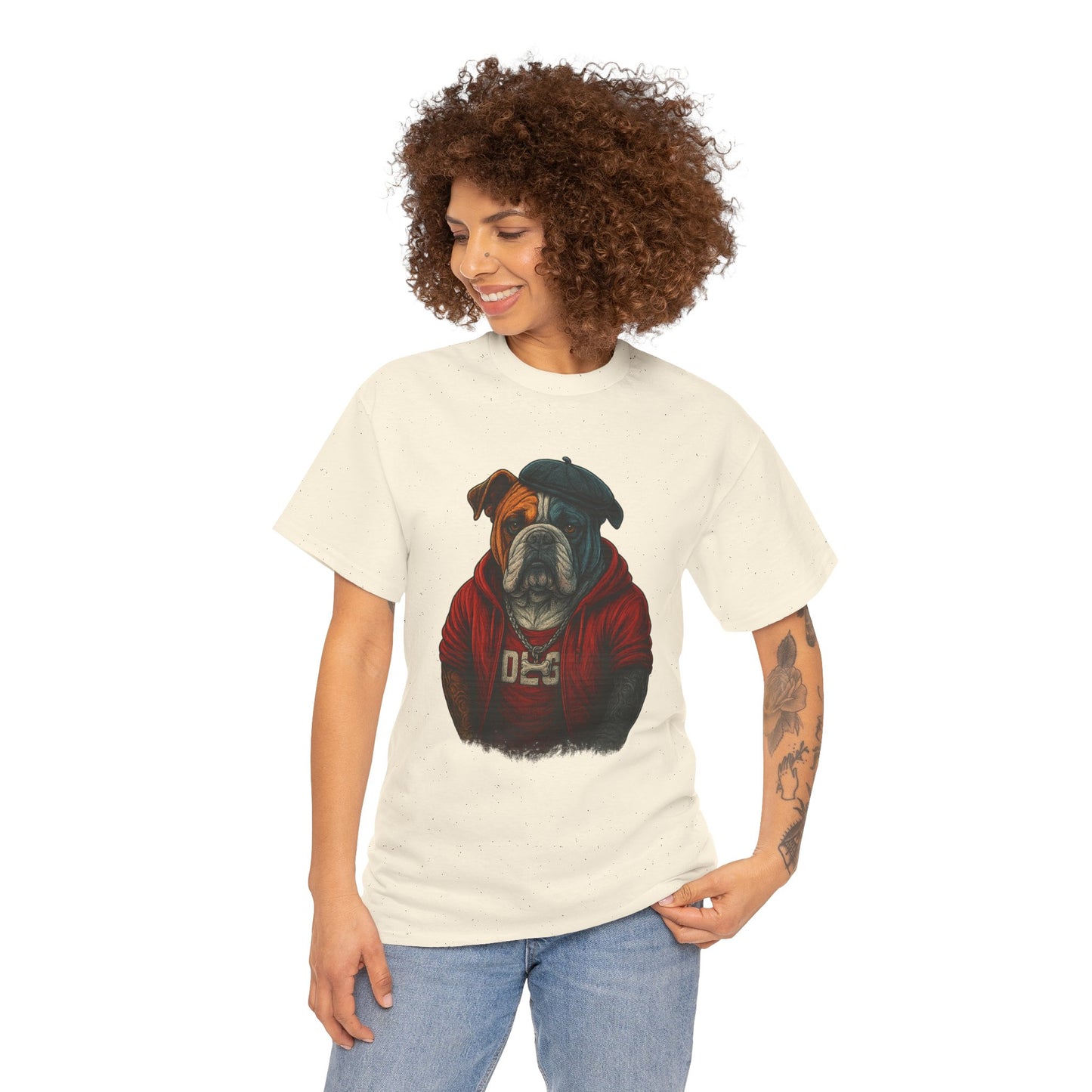 Artistic Dog Design Cotton Tee