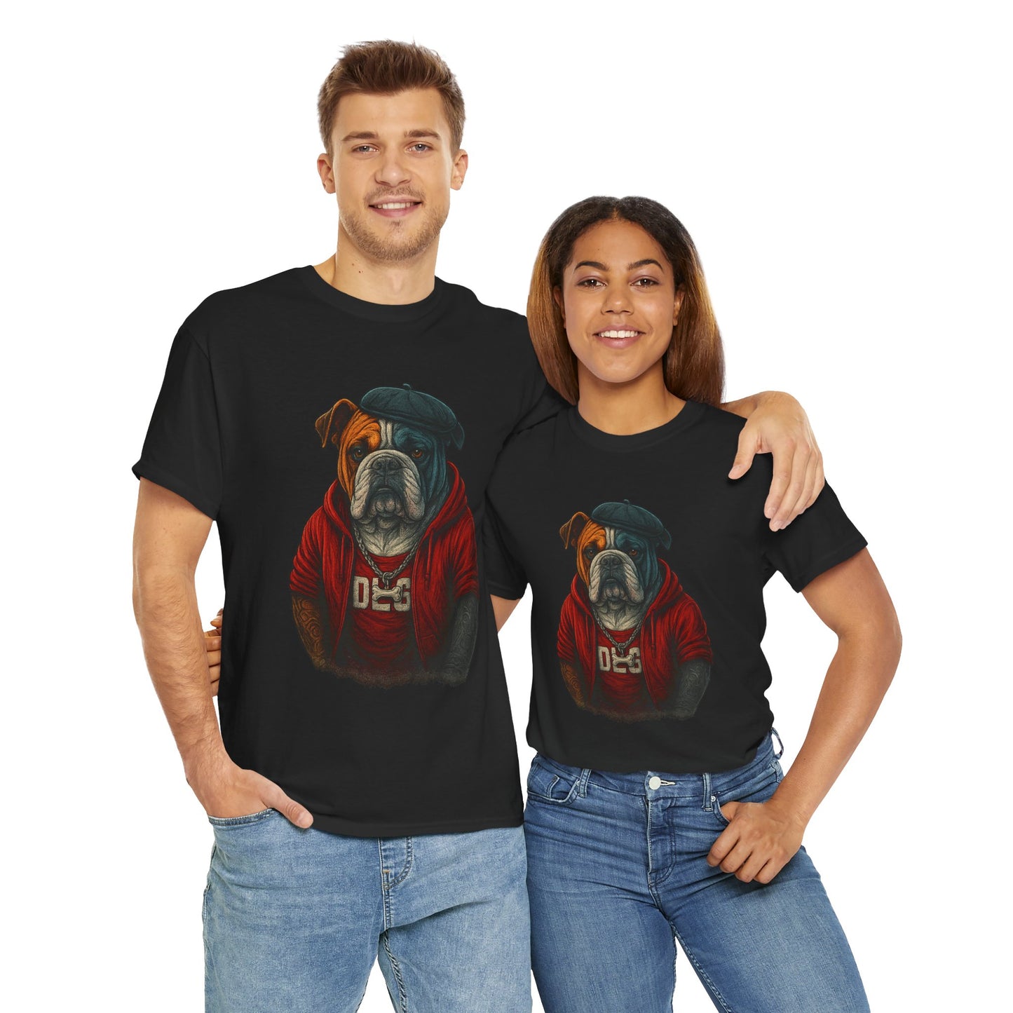 Artistic Dog Design Cotton Tee