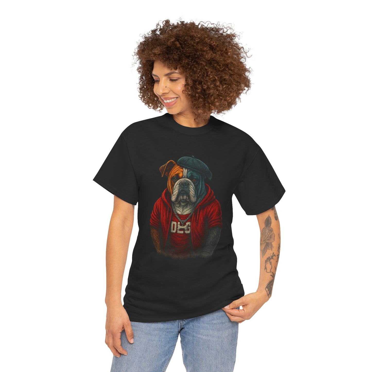 Artistic Dog Design Cotton Tee