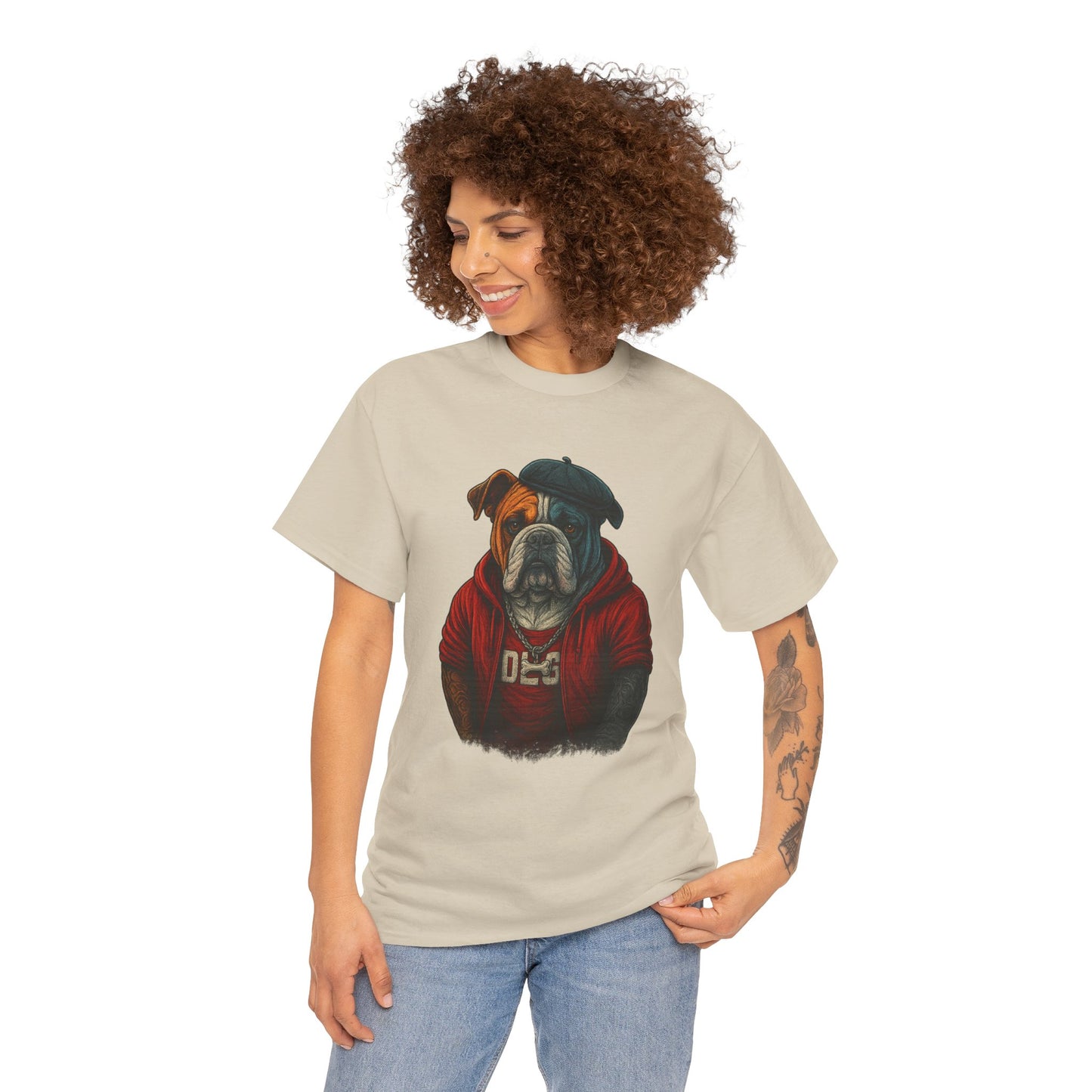 Artistic Dog Design Cotton Tee