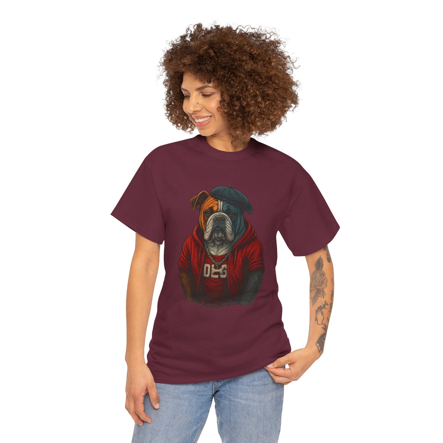 Artistic Dog Design Cotton Tee