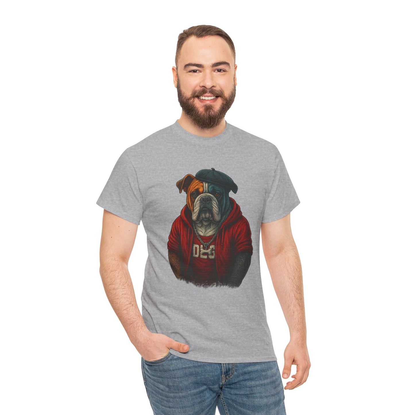 Artistic Dog Design Cotton Tee