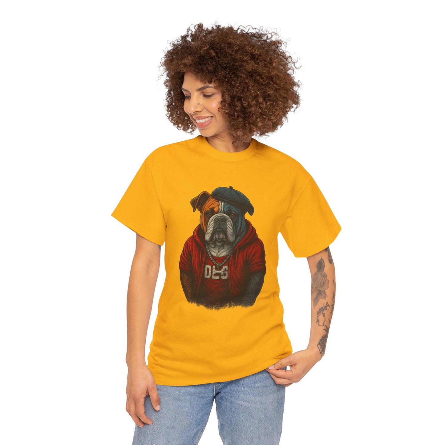 Artistic Dog Design Cotton Tee