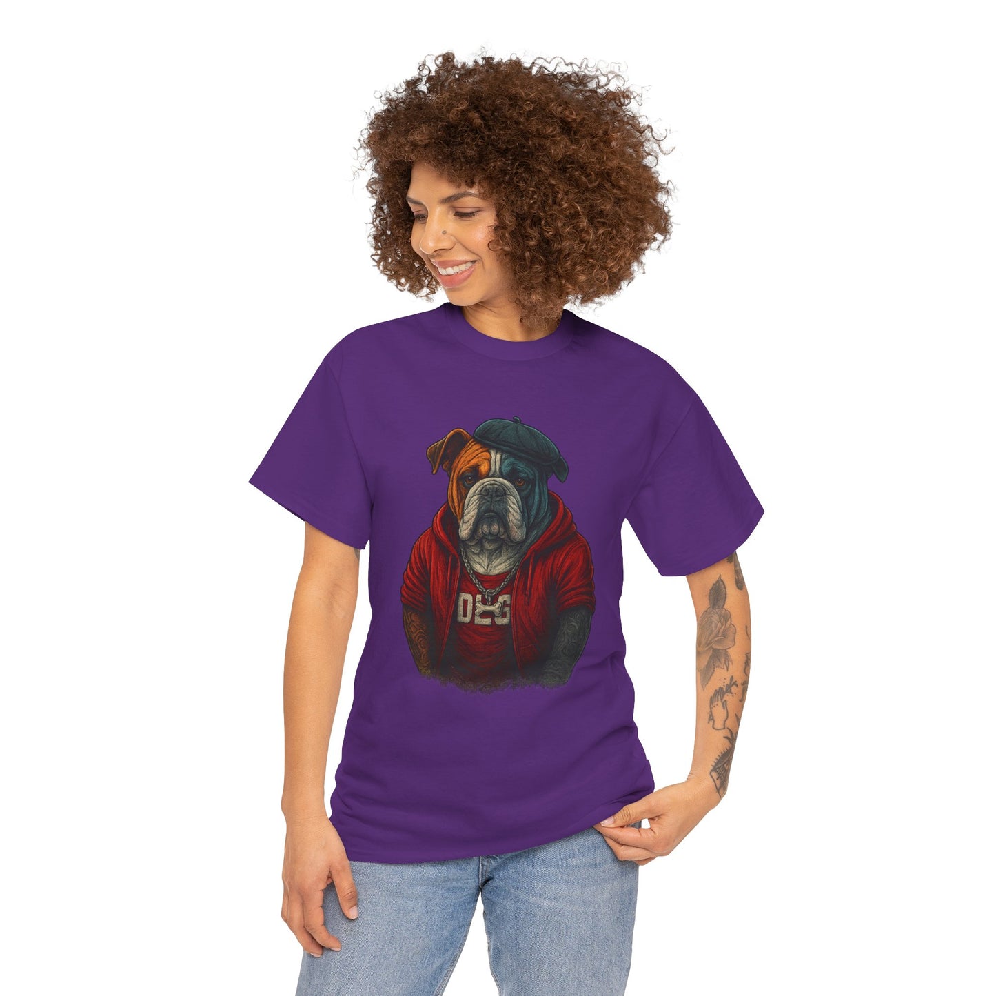 Artistic Dog Design Cotton Tee