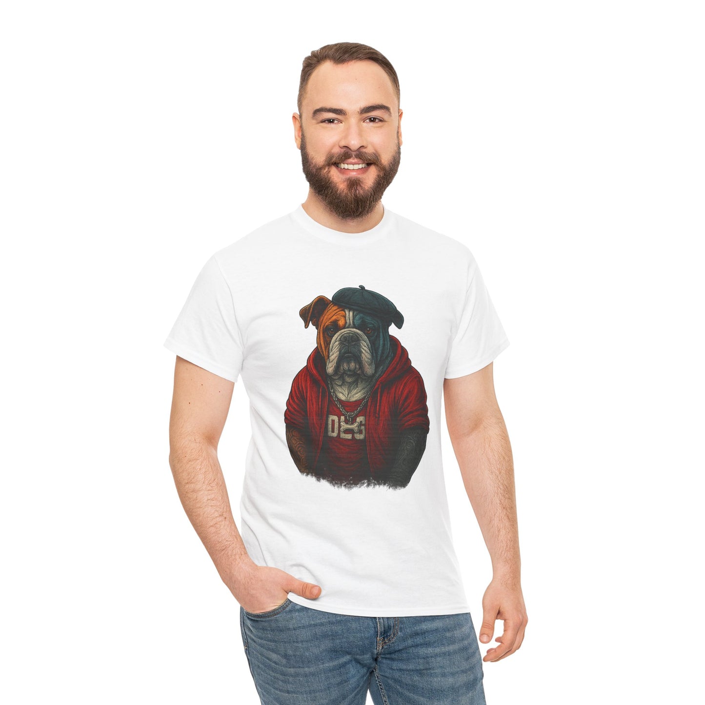 Artistic Dog Design Cotton Tee