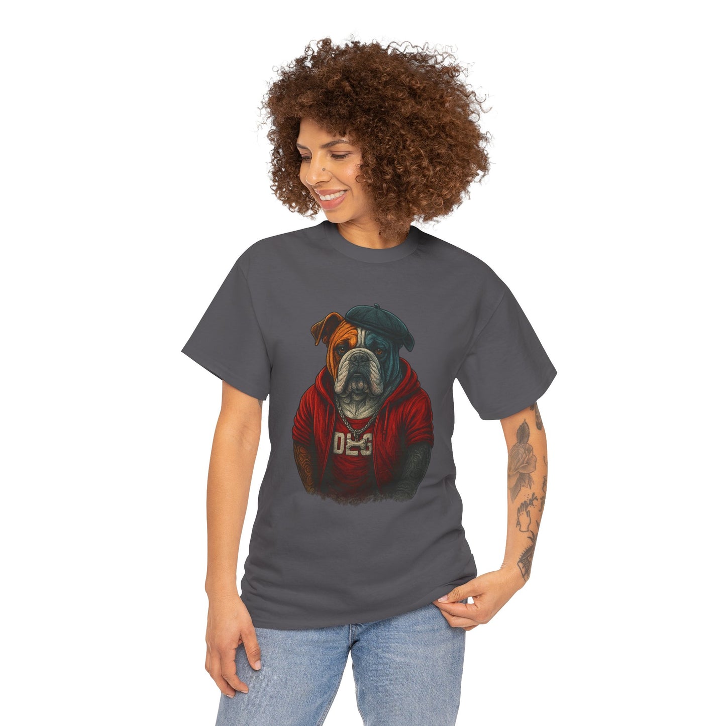 Artistic Dog Design Cotton Tee