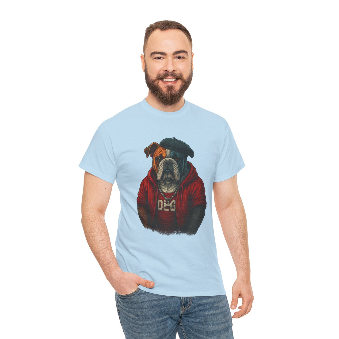 Artistic Dog Design Cotton Tee