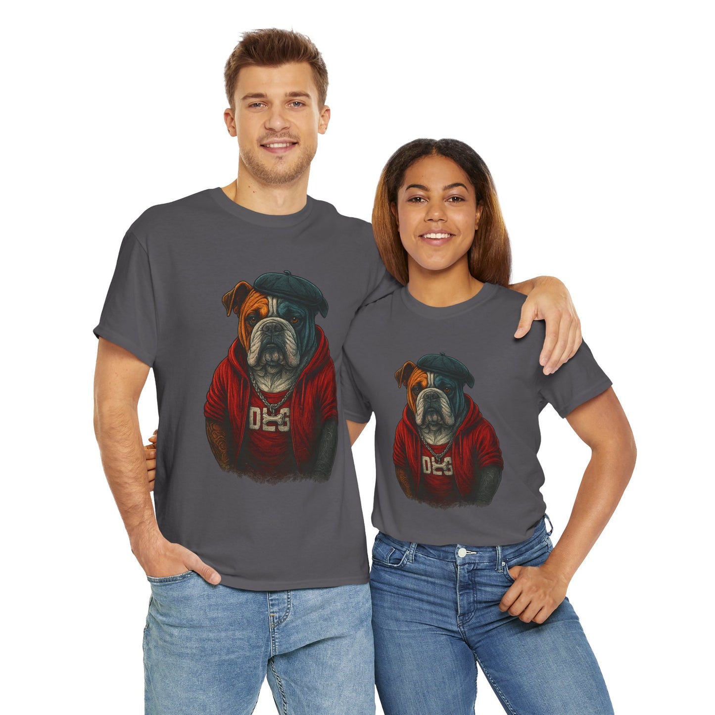 Artistic Dog Design Cotton Tee