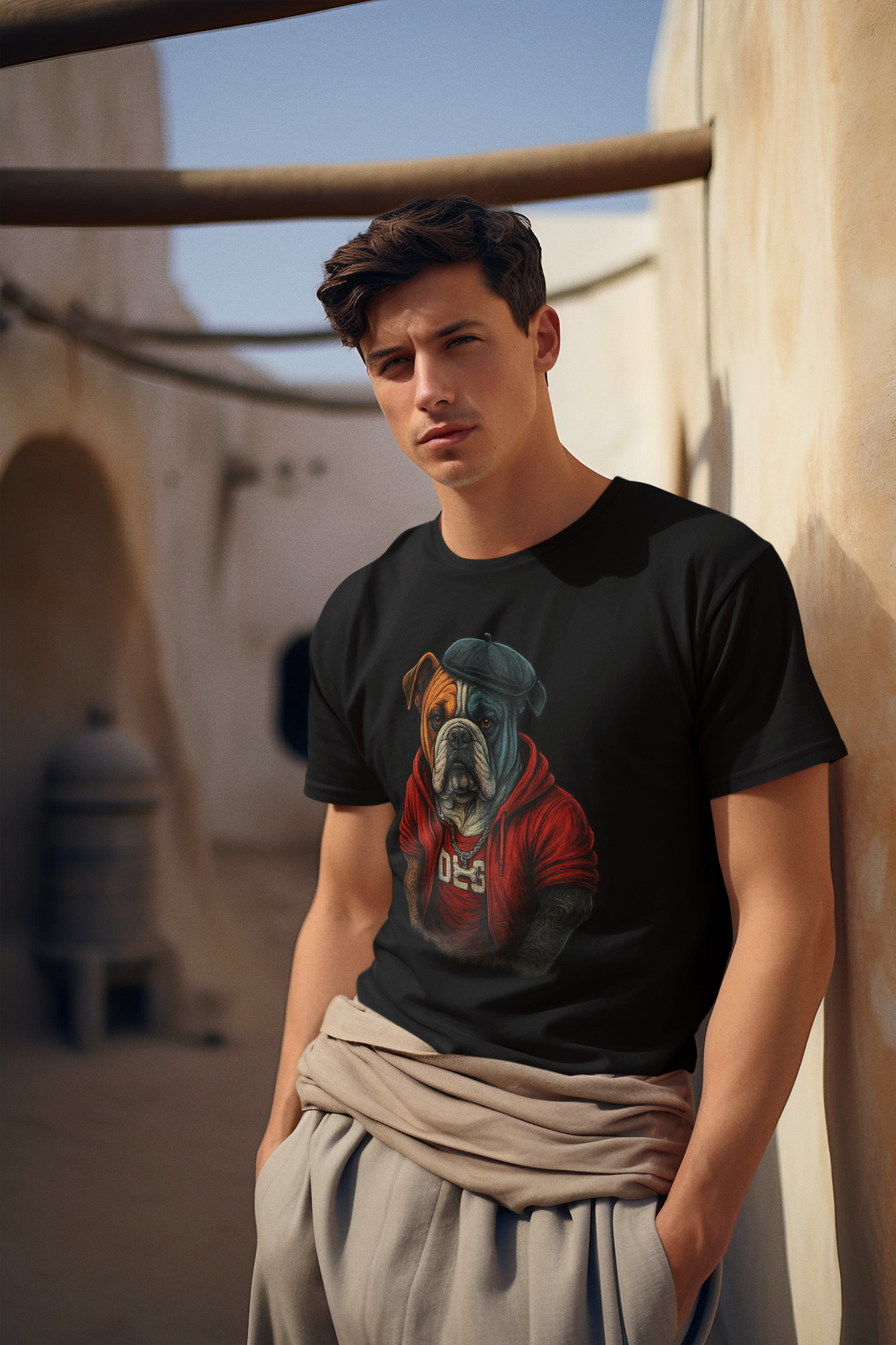 Artistic Dog Design Cotton Tee